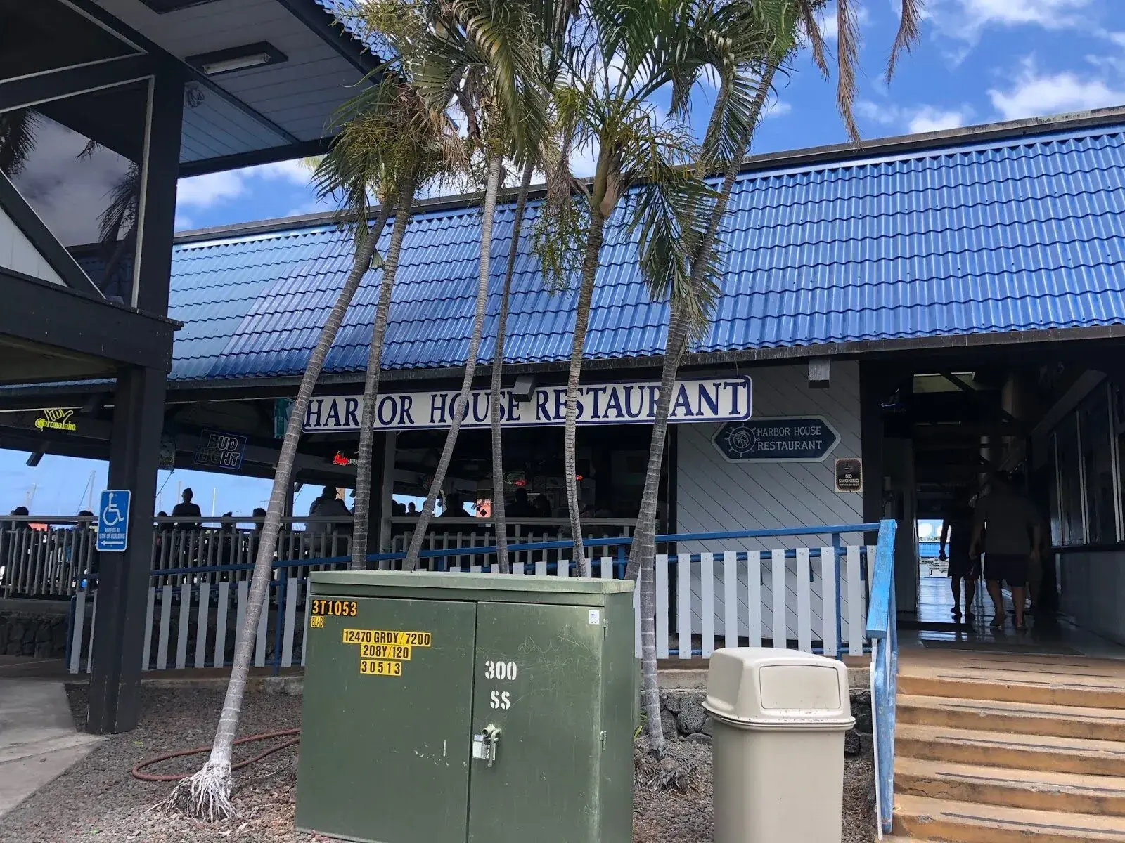 Harbor House Restaurant entrance sign on Honokohau Harbor in Kailua-Kona